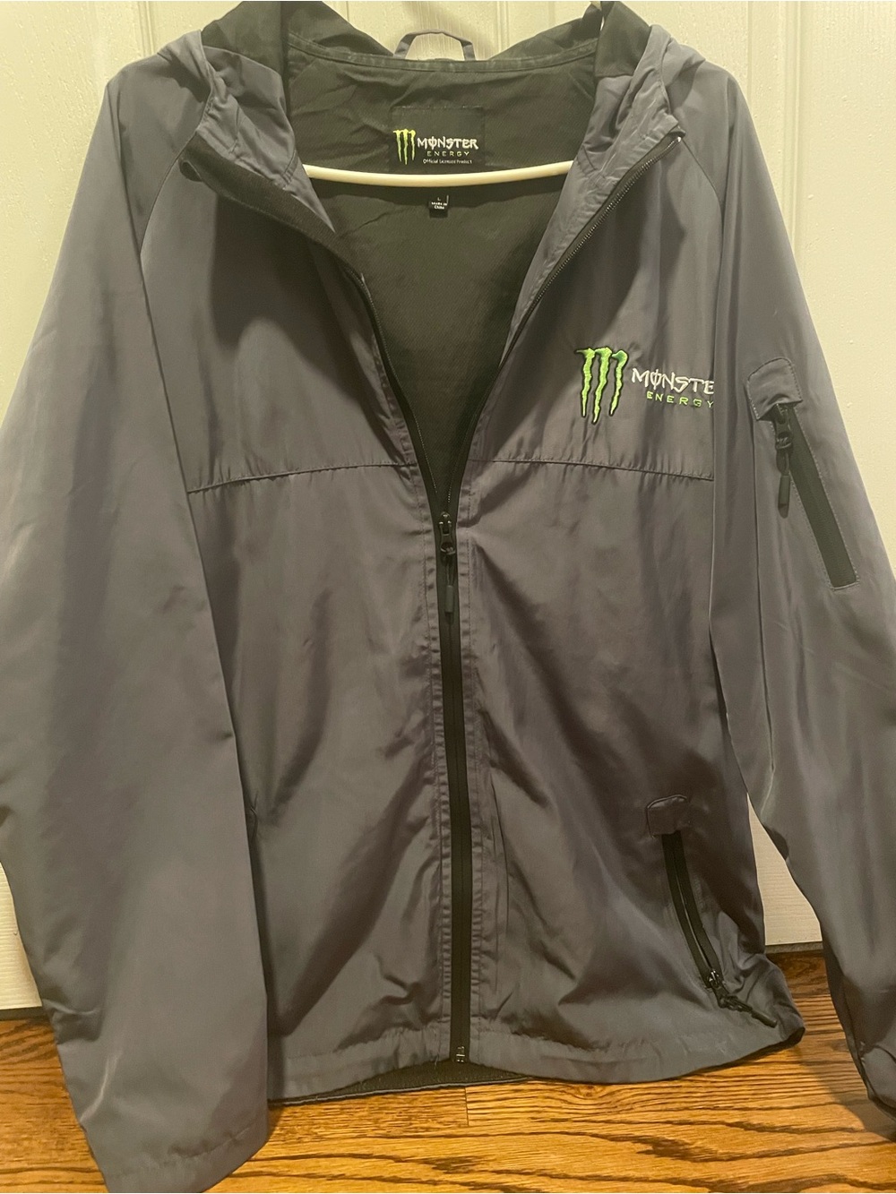 Men's Gray Hooded Windbreaker Jacket